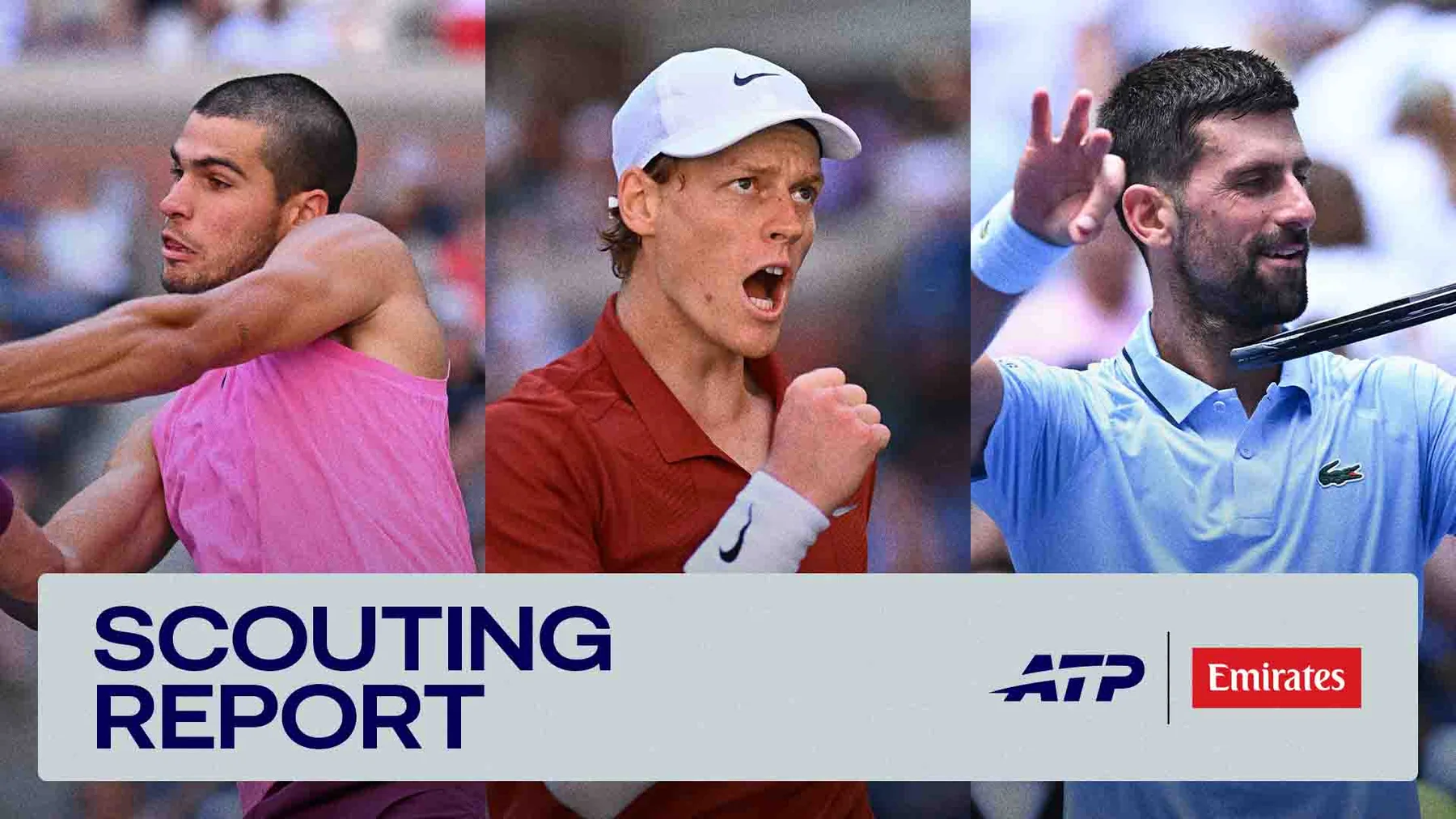 Carlos Alcaraz, Jannik Sinner and Novak Djokovic featured for the 2026 Australian Open