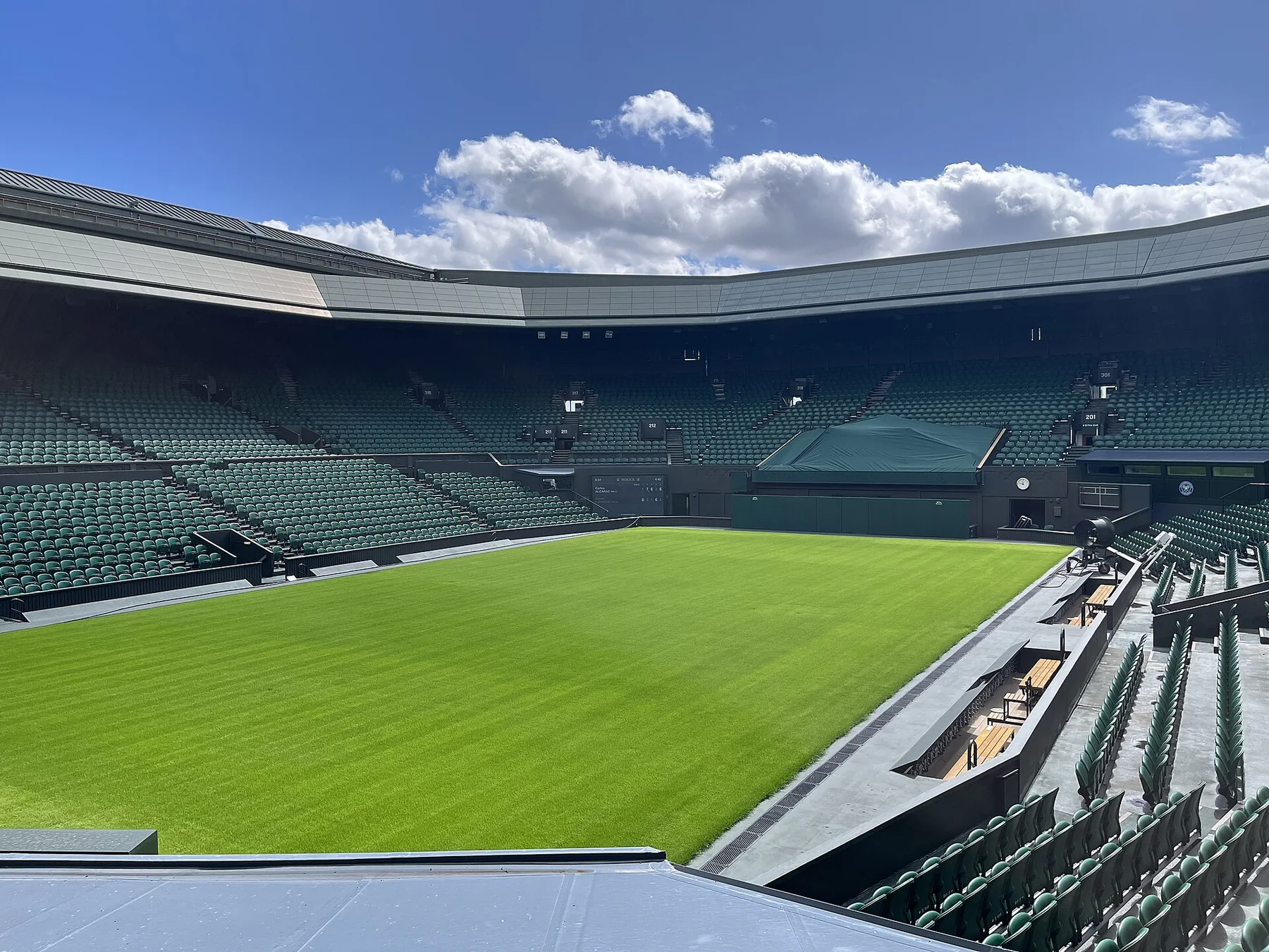 View across Wimbledon Centre Court, home of one of tennis's four independently organised Grand Slam tournaments